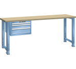 Établi Lista 27x36E - Hauteur ajustable 75 à 110 cm x L 150 x P 80 cm - plateau en hêtre massif, 3 tiroirs