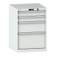 LISTA - Armoire à tiroirs 27x27E (LxPxH) 564x572x800mm 4 tiroirs (2x100/1x200/1x300) 75kg KEY Lock Gris clair RAL 7035