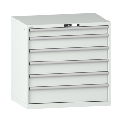 LISTA - Armoire à tiroirs 54x36E (LxPxH) 1023x725x1000mm 6 tiroirs (1x100/4x150/1x200) 75kg KEY Lock Gris clair RAL 7035