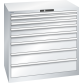 LISTA - Armoire à tiroirs 54x36E (LxPxH) 1023x725x1000mm 8 tiroirs (1x50/2x75/2x100/2x150/1x200) 75kg KEY Lock Gris clair RAL 7035