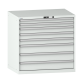LISTA - Armoire à tiroirs 54x36E (LxPxH) 1023x725x1000mm 8 tiroirs (2x75/3x100/3x150) 75kg KEY Lock Gris clair RAL 7035