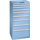 LISTA - Armoire à tiroirs 36x36E (LxPxH) 717x725x1450mm 9 tiroirs (2x75/2x100/2x150/2x200/1x300) 75kg KEY Lock Bleu clair RAL 5012