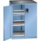 LISTA - Armoire à tiroirs avec portes battantes 36x27E (LxPxH) 717x600x1020mm 1 tiroir (75kg), 2 rayons extensibles (75kg) KEY Lock Bleu clair RAL 5012