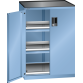 LISTA - Armoire à tiroirs avec portes battantes 36x27E (LxPxH) 717x600x1020mm 2 tiroirs (200kg), 1 rayon extensible (200kg) KEY Lock Bleu clair RAL 5012