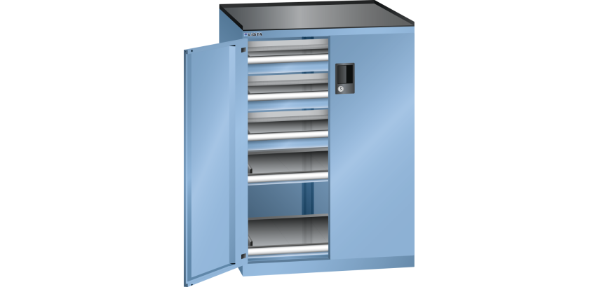Armoire portes battantes Lista 36x27E - 3 tiroirs + 2 rayons extensibles charge 75 Kg