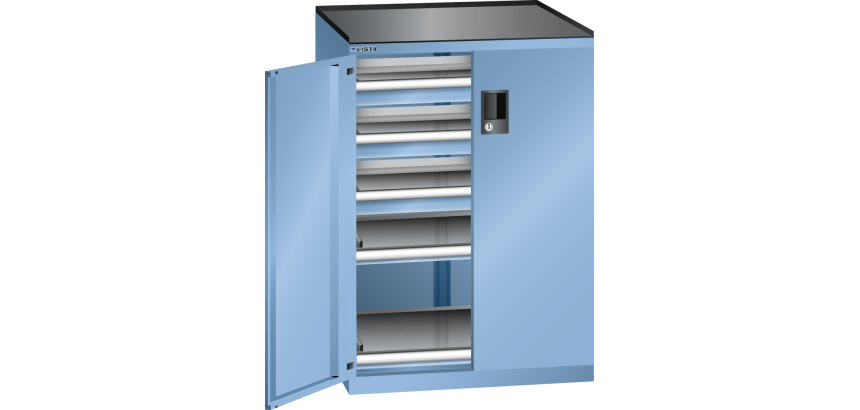 Armoire portes battantes Lista 36x27E - 3 tiroirs + 2 rayons extensibles charge 75 Kg