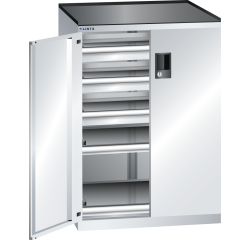 Armoire portes battantes Lista 36x27E - 3 tiroirs + 2 rayons extensibles charge 75 Kg