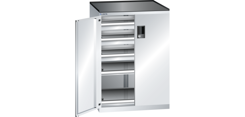 Armoire portes battantes Lista 36x27E - 3 tiroirs + 2 rayons extensibles charge 75 Kg