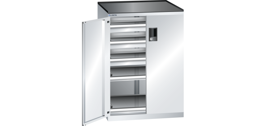 Armoire portes battantes Lista 36x27E - 3 tiroirs + 2 rayons extensibles charge 75 Kg
