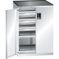 LISTA - Armoire à tiroirs avec portes battantes 36x27E (LxPxH) 717x600x1020mm 3 tiroirs (200kg), 2 rayons extensibles (200kg) KEY Lock Gris clair RAL 7035