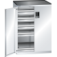 LISTA - Armoire à tiroirs avec portes battantes 36x27E (LxPxH) 717x600x1020mm 5 tiroirs (200kg) KEY Lock Gris clair RAL 7035
