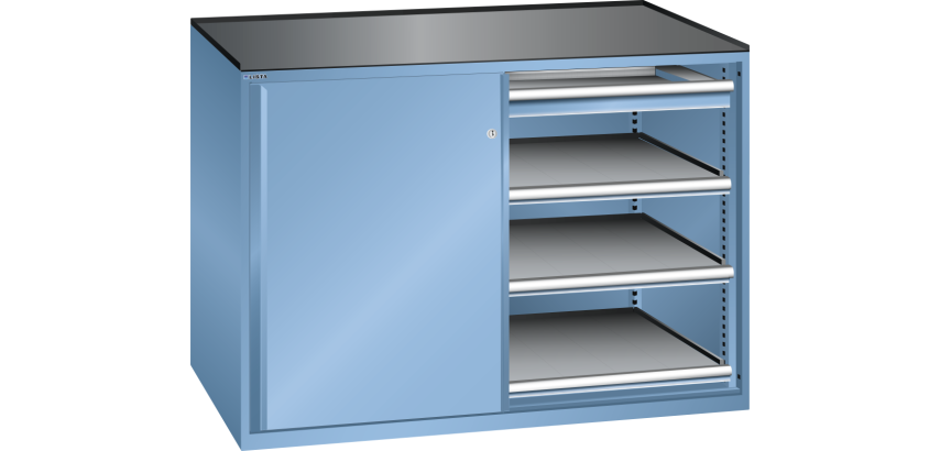Armoire à portes battantes Lista 2x36x27E 2 tiroirs, 6 rayons extensibles - charge 75 Kg