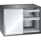 LISTA - Armoire à tiroirs avec portes coulissantes 2x36x27E (LxPxH) 1430x627x1020mm 4 tiroirs (75kg), 2 rayons extensibles (75kg) KEY Lock Bleu clair RAL 5012