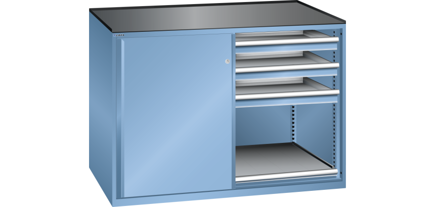 Armoire à portes coulissantes Lista 2x36x27E - 2 rayons extensibles - charge 200 Kg