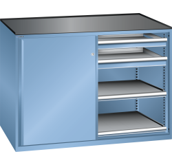 Armoire à portes coulissantes Lista 2x36x27E 4 tiroirs, 4 rayons extensibles - charge 200 Kg