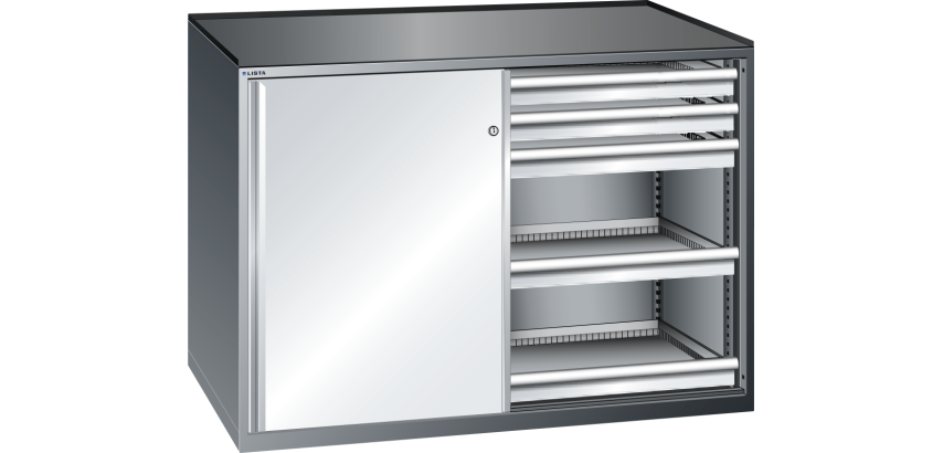 Armoire à tiroirs à portes coulissantes Lista 2x36x27E avec tiroirs - charge 75 Kg