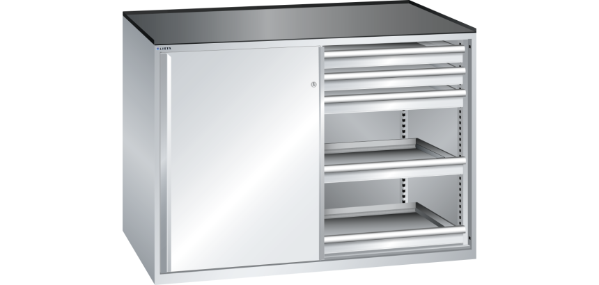 Armoire à tiroirs à portes coulissantes Lista 2x36x27E avec tiroirs - charge 75 Kg
