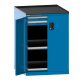 LISTA - Armoire à tiroirs avec portes battantes 36x36E (LxPxH) 717x753x1020mm 2 tiroirs (200kg), 2 rayons extensibles (200kg) KEY Lock Bleu clair RAL 5012