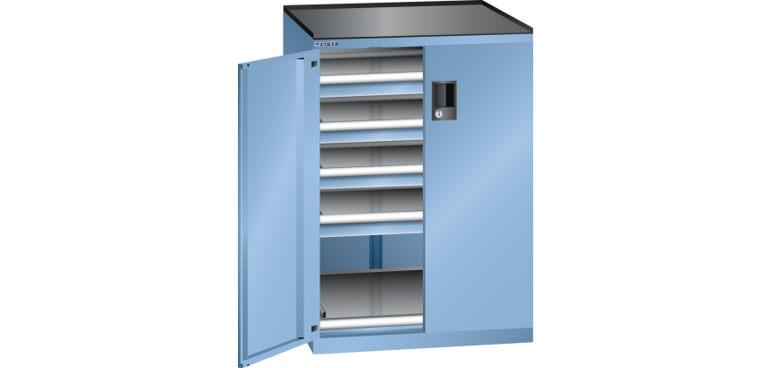 Armoire à portes battantes Lista 36x36E 4 tiroirs + 1 rayon extensible - charge 75 Kg