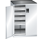 Armoire à portes battantes Lista 36x36E 4 tiroirs + 1 rayon extensible - charge 75 Kg
