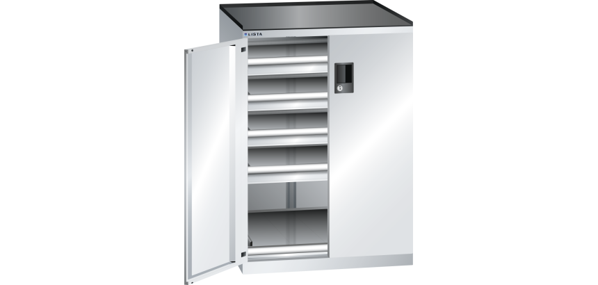 Armoire à portes battantes Lista 36x36E 4 tiroirs + 1 rayon extensible - charge 75 Kg