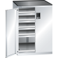 LISTA - Armoire à tiroirs avec portes battantes 36x36E (LxPxH) 717x753x1020mm 4 tiroirs (75kg), 1 rayon extensible (75kg) KEY Lock Gris clair RAL 7035