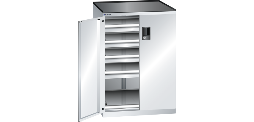 Armoire à portes battantes Lista 36x36E 4 tiroirs + 1 rayon extensible - charge 200 Kg