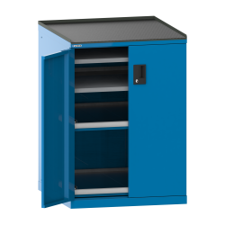 LISTA - Armoire à tiroirs avec portes battantes 36x36E (LxPxH) 717x753x1020mm 2 rayons extensibles (200kg), 2 rayons amovibles (200kg) KEY Lock Bleu clair RAL 5012