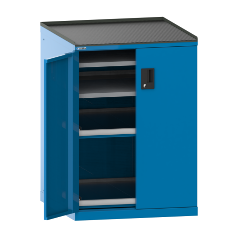 LISTA - Armoire à tiroirs avec portes battantes 36x36E (LxPxH) 717x753x1020mm 2 rayons extensibles (200kg), 2 rayons amovibles (200kg) KEY Lock Bleu clair RAL 5012