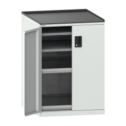 LISTA - Armoire à tiroirs avec portes battantes 36x36E (LxPxH) 717x753x1020mm 2 rayons extensibles (200kg), 2 rayons amovibles (200kg) KEY Lock Gris clair RAL 7035