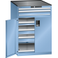 LISTA - Armoire à tiroirs avec portes battantes 36x36E (LxPxH) 717x753x1020mm 5 tiroirs (75kg), 1 rayon extensible (75kg) KEY Lock Bleu clair RAL 5012