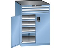 Armoire à portes battantes Lista 36 x 36E H 102 x L 71,7 x P 75,3 cm 5 tiroirs, 1 étagère extensible Key Lock