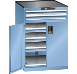 Armoire à portes battantes Lista 36 x 36E H 102 x L 71,7 x P 75,3 cm 5 tiroirs, 1 étagère extensible Key Lock