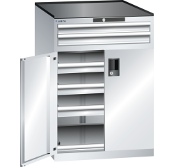 Armoire à portes battantes Lista 36 x 36E H 102 x L 71,7 x P 75,3 cm 5 tiroirs, 1 étagère extensible Key Lock