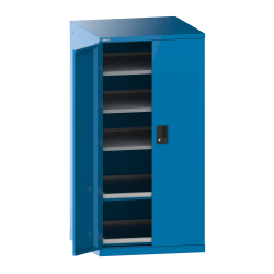 LISTA - Armoire à tiroirs avec portes battantes 36x36E (LxPxH) 717x753x1450mm 2 rayons extensibles (200kg), 3 rayons amovibles (200kg) KEY Lock Bleu clair RAL 5012