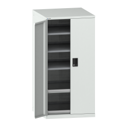 LISTA - Armoire à tiroirs avec portes battantes 36x36E (LxPxH) 717x753x1450mm 2 rayons extensibles (200kg), 3 rayons amovibles (200kg) KEY Lock Gris clair RAL 7035