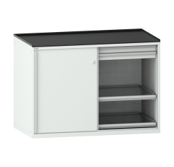 Armoire à portes coulissantes Lista 2x36x36E 4 tiroirs + 4 étagères extensibles - charge 75 Kg