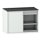 LISTA - Armoire à tiroirs avec portes coulissantes 2x36x36E (LxPxH) 1430x780x1020mm 4 tiroirs (200kg), 4 rayons extensibles (200kg) KEY Lock Gris clair RAL 7035