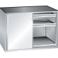 LISTA - Armoire à tiroirs avec portes coulissantes 2x36x36E (LxPxH) 1430x780x1020mm 4 tiroirs (200kg), 2 rayons extensibles (200kg) KEY Lock Gris clair RAL 7035