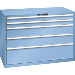 LISTA - Armoire à tiroirs 78x36E (LxPxH) 1431x725x1000mm 5 tiroirs (2x100/2x200/1x300) 200kg KEY Lock Bleu clair RAL 5012