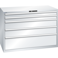 LISTA - Armoire à tiroirs 78x36E (LxPxH) 1431x725x1000mm 5 tiroirs (2x100/2x200/1x300) 200kg KEY Lock Gris clair RAL 7035
