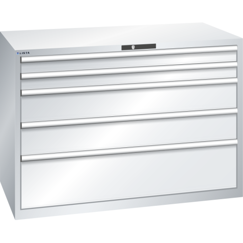 LISTA - Armoire à tiroirs 78x36E (LxPxH) 1431x725x1000mm 5 tiroirs (2x100/2x200/1x300) 200kg KEY Lock Gris clair RAL 7035