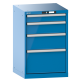 LISTA - Armoire à tiroirs 27x27E (LxPxH) 564x572x850mm 4 tiroirs (1x100/1x150/1x200/1x300) 75kg KEY Lock Bleu clair RAL 5012