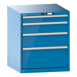 LISTA - Armoire à tiroirs 36x36E (LxPxH) 717x725x850mm 4 tiroirs (1x100/1x150/1x200/1x300) 75kg KEY Lock Bleu clair RAL 5012