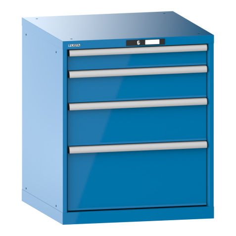 LISTA - Armoire à tiroirs 36x36E (LxPxH) 717x725x850mm 4 tiroirs (1x100/1x150/1x200/1x300) 75kg KEY Lock Bleu clair RAL 5012