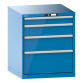 LISTA - Armoire à tiroirs 36x36E (LxPxH) 717x725x850mm 4 tiroirs (1x100/1x150/1x200/1x300) 75kg KEY Lock Bleu clair RAL 5012