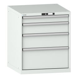 LISTA - Armoire à tiroirs 36x36E (LxPxH) 717x725x850mm 4 tiroirs (1x100/1x150/1x200/1x300) 75kg KEY Lock Gris clair RAL 7035
