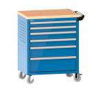 LISTA - Chariot d'atelier H 94,5 x L 83,3 x P 52,5, revêtement en bois multiplex, 6 tiroirs