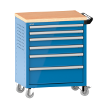 LISTA - Chariot d'atelier H 94,5 x L 83,3 x P 52,5, revêtement en bois multiplex, 6 tiroirs