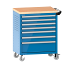 LISTA - Chariot d'atelier H 94,5 x L 83,3 x P 52,5, revêtement en bois multiplex, 7 tiroirs